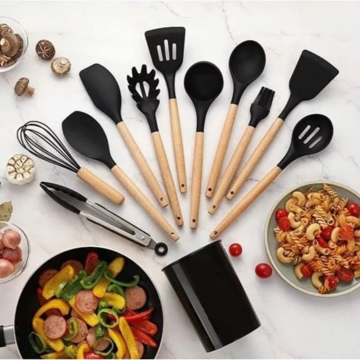 Utensílios de cozinha em Silicone - Conjunto com 12 Peças